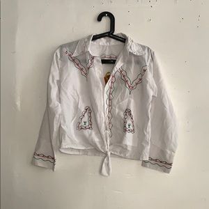 Vintage button down cropped shirt